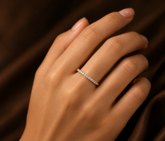 No.06 Half Eternity Moissanite – S925 Sterling Silver, 18K Gold Plated