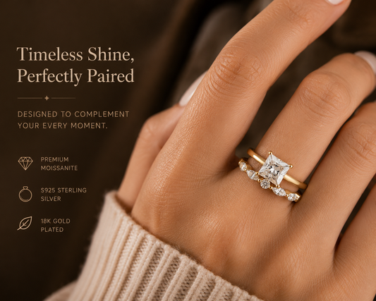 No.09 Alternating Moissanite Band. S925 Sterling Silver with 18K Gold Plating