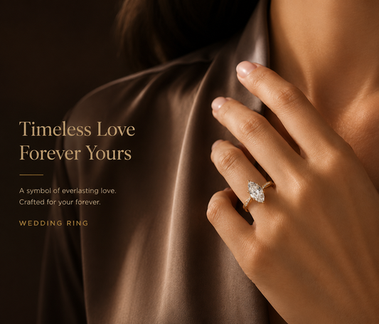 No.05 Marquise Moissanite Ring in S925 Sterling Silver with 18K Gold Plating