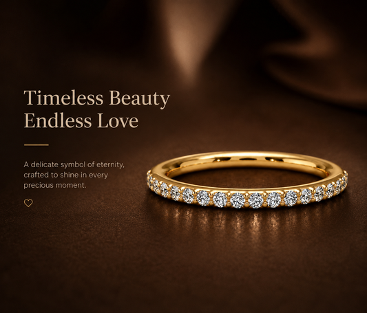 No.06 Half Eternity Moissanite – S925 Sterling Silver, 18K Gold Plated