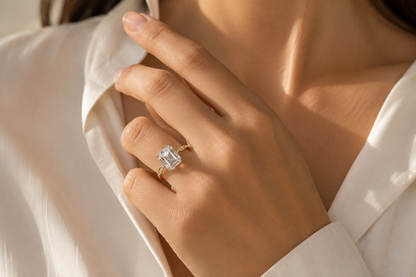 No.02 S925 Sterling Silver 18K Gold Plated Ring (Emerald Cut)