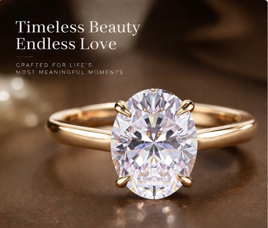 No.01 Oval Moissanite Diamond Ring – S925 Silver 18K Gold Plated