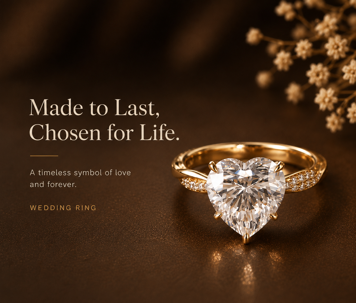 No.03 Heart Moissanite Ring – 18K Gold Plated S925 Sterling Silver