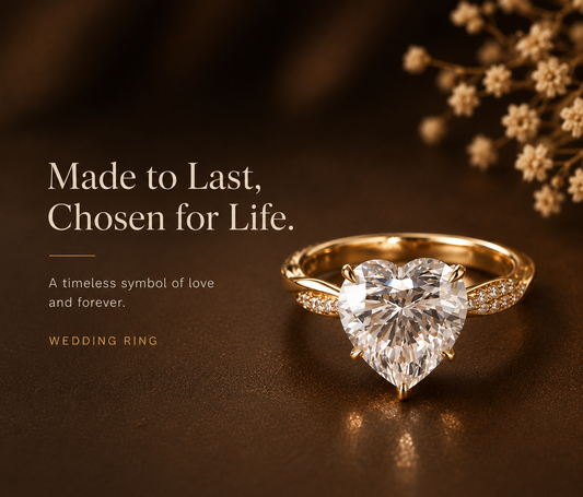 No.03 Heart Moissanite Ring – 18K Gold Plated S925 Sterling Silver