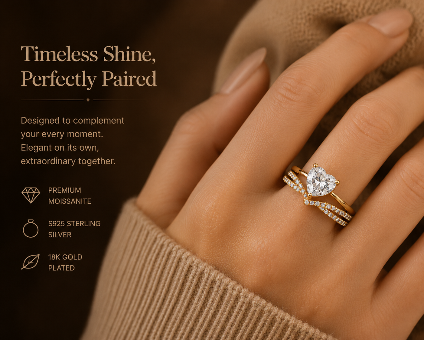 No.11 Crisscross Moissanite Wedding Band – S925 Sterling Silver, 18K Gold Plated
