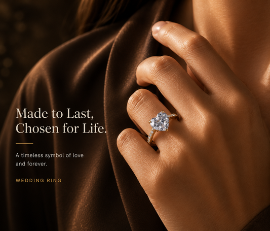 No.03 Heart Moissanite Ring – 18K Gold Plated S925 Sterling Silver