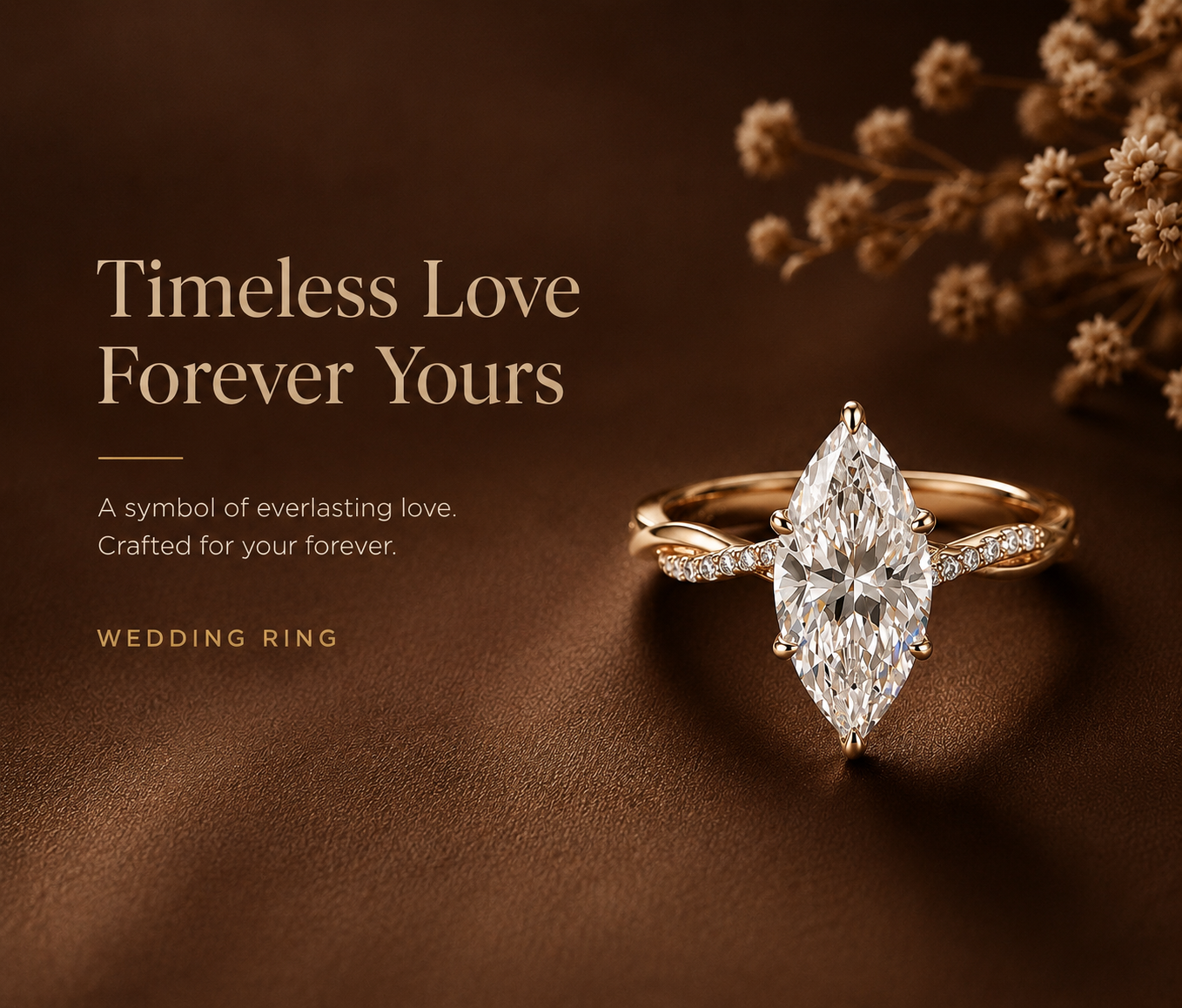 No.05 Marquise Moissanite Ring in S925 Sterling Silver with 18K Gold Plating
