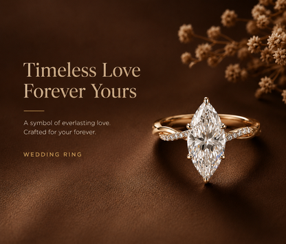 No.05 Marquise Moissanite Ring in S925 Sterling Silver with 18K Gold Plating