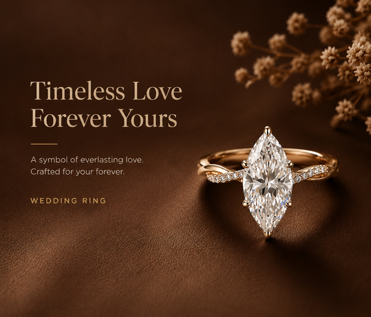 No.05 Marquise Moissanite Ring in S925 Sterling Silver with 18K Gold Plating