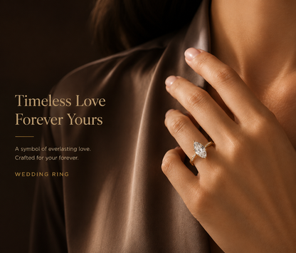 No.05 Marquise Moissanite Ring in S925 Sterling Silver with 18K Gold Plating
